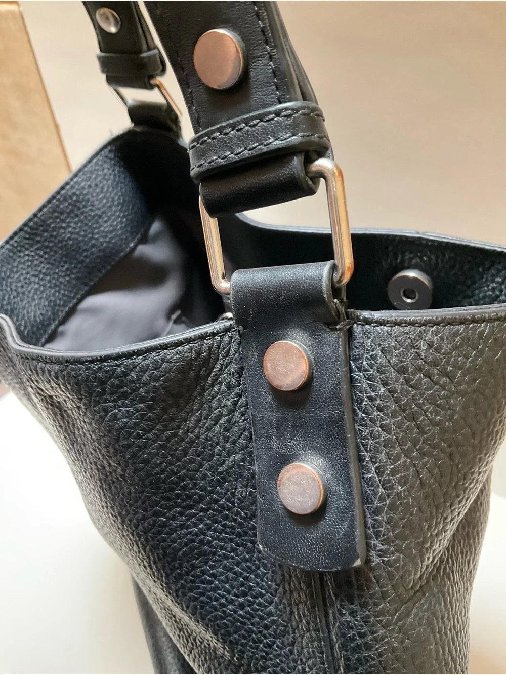 Treasure & Bond Black Leather Crossbody Hobo Slouchy Tote EMO Bag Chain charms